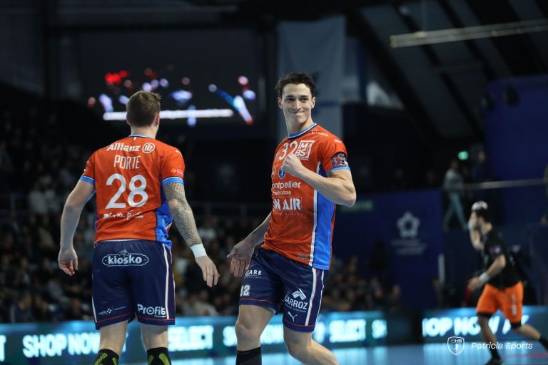 Joueurs de handball en action, Montpellier HB.