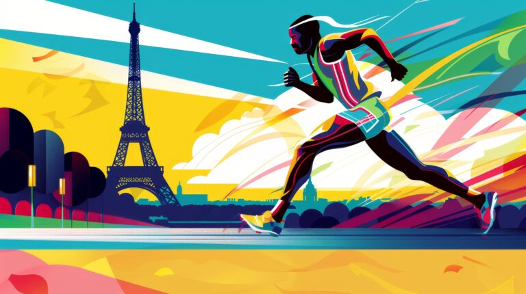 Coureur vibrant près de la Tour Eiffel, Paris.
