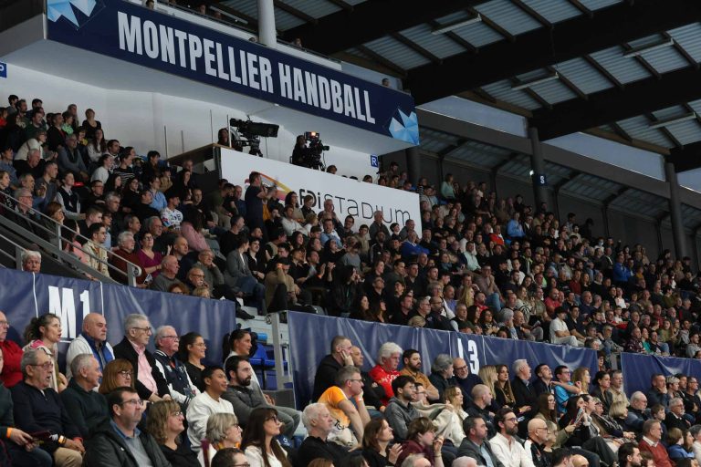 Public lors d'un match de handball à Montpellier.