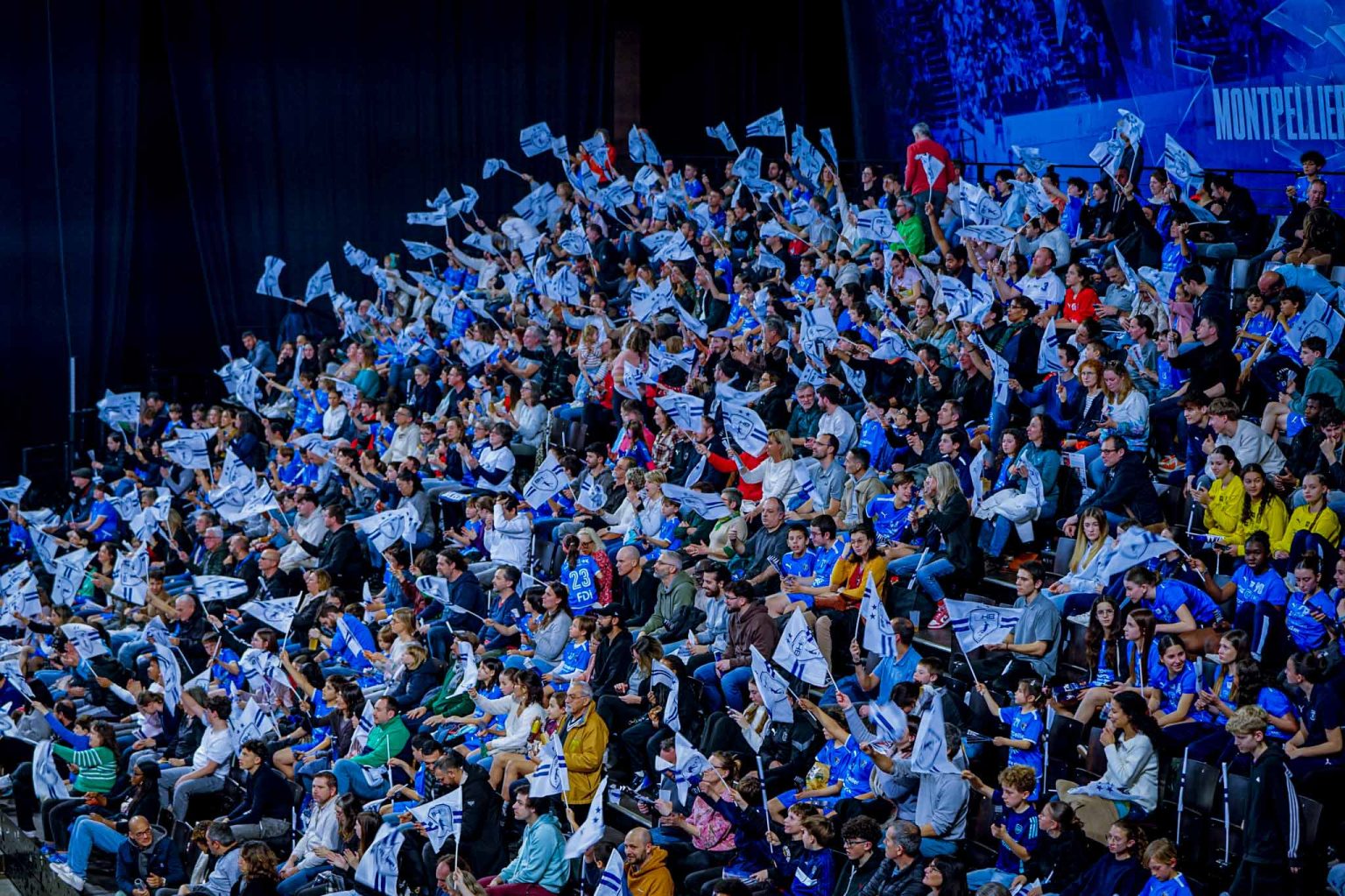 Supporters enthousiastes lors d'un match à Montpellier.