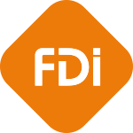 Logo FDi orange sur fond transparent.