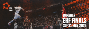 Finales EHF 2026, match de handball intense.
